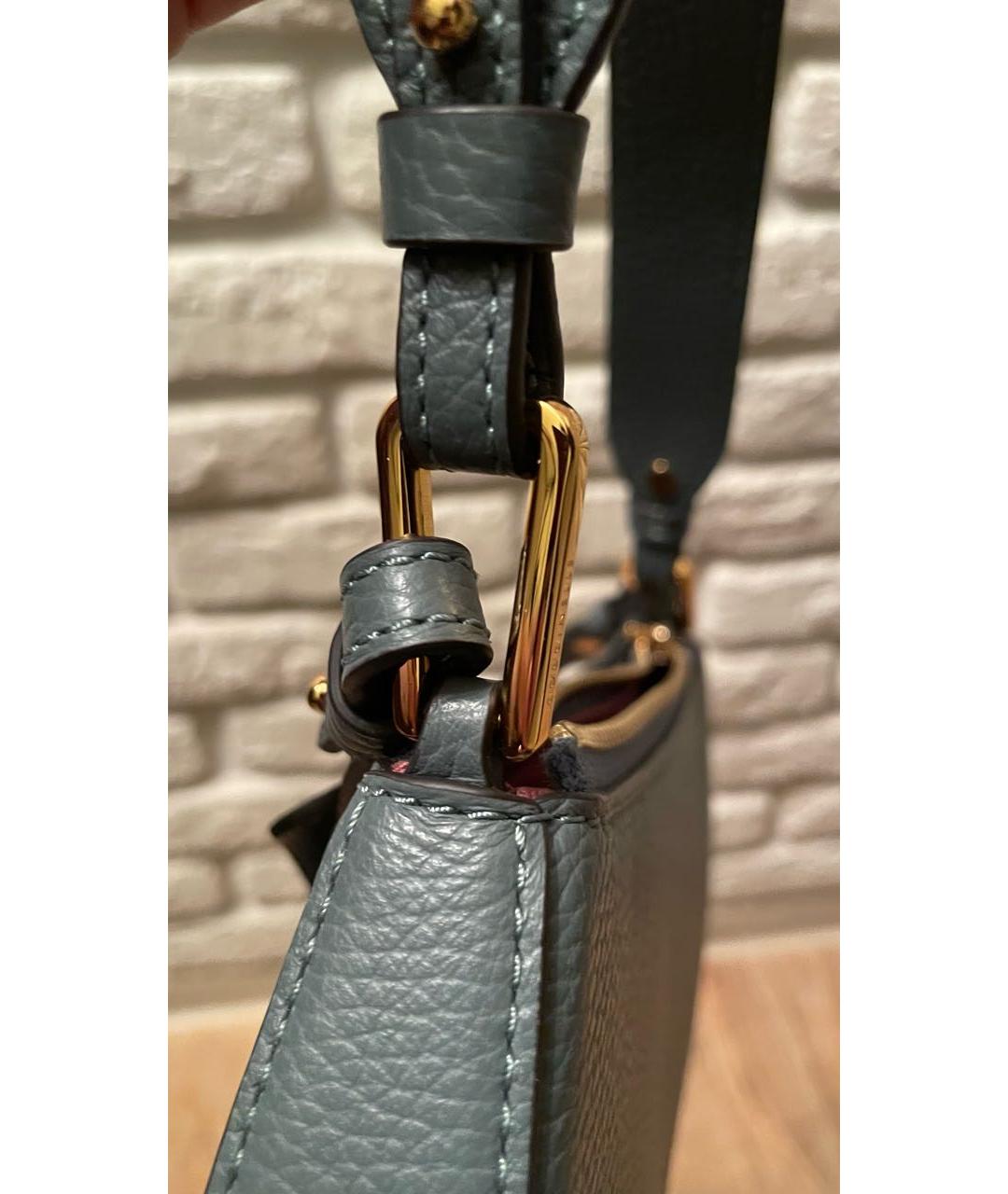 COCCINELLE Зеленая кожаная сумка с короткими ручками, фото 5