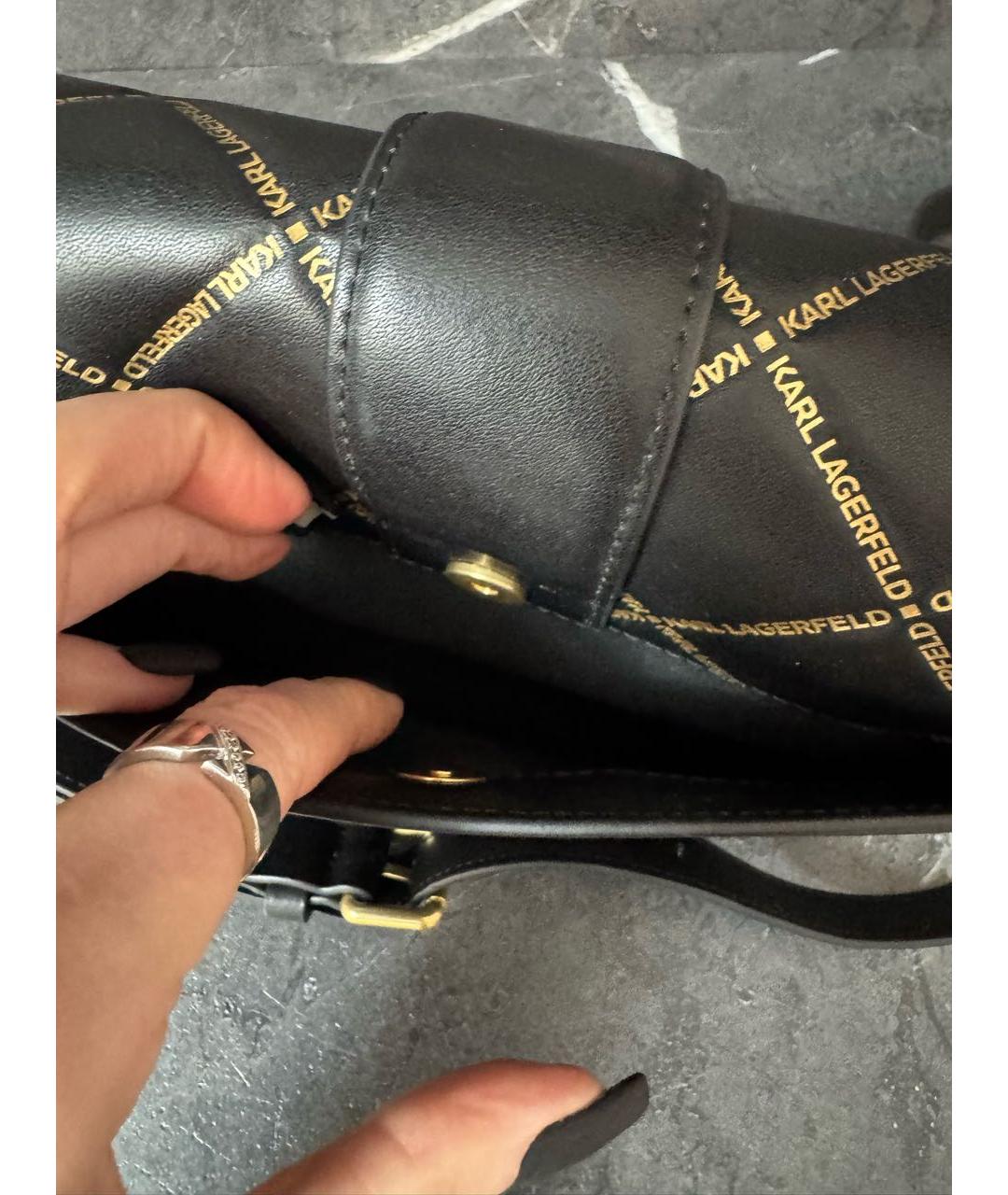 KARL LAGERFELD Черная кожаная сумка через плечо, фото 7
