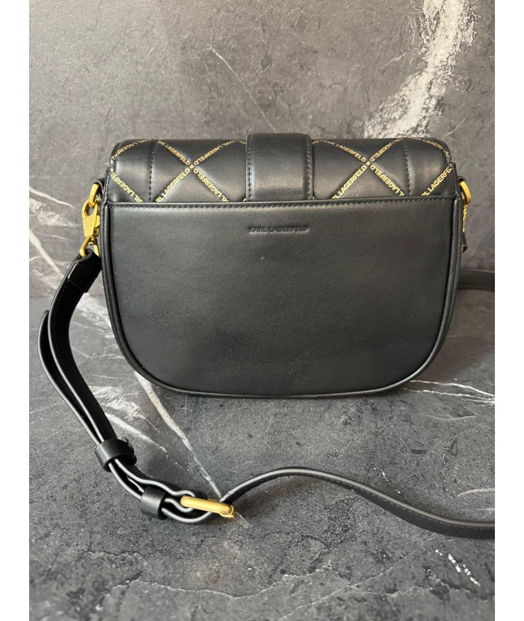 KARL LAGERFELD Черная кожаная сумка через плечо, фото 3