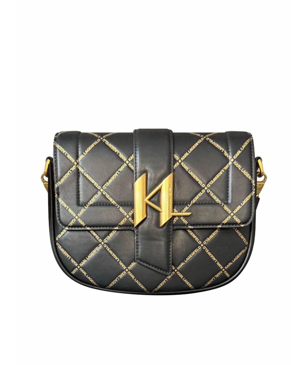 KARL LAGERFELD Черная кожаная сумка через плечо, фото 1