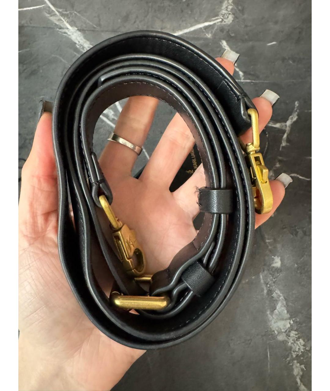 KARL LAGERFELD Черная кожаная сумка через плечо, фото 5