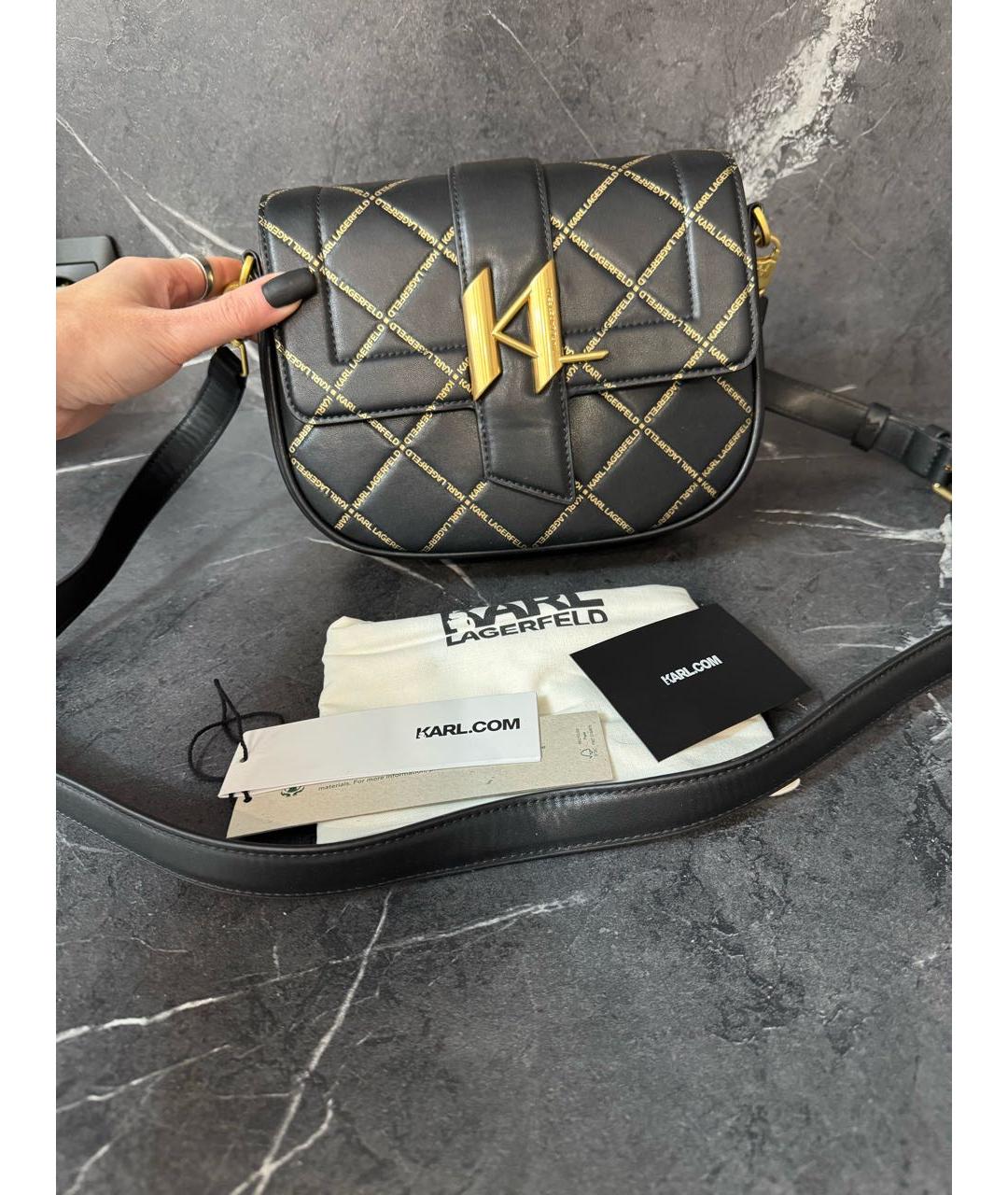 KARL LAGERFELD Черная кожаная сумка через плечо, фото 9