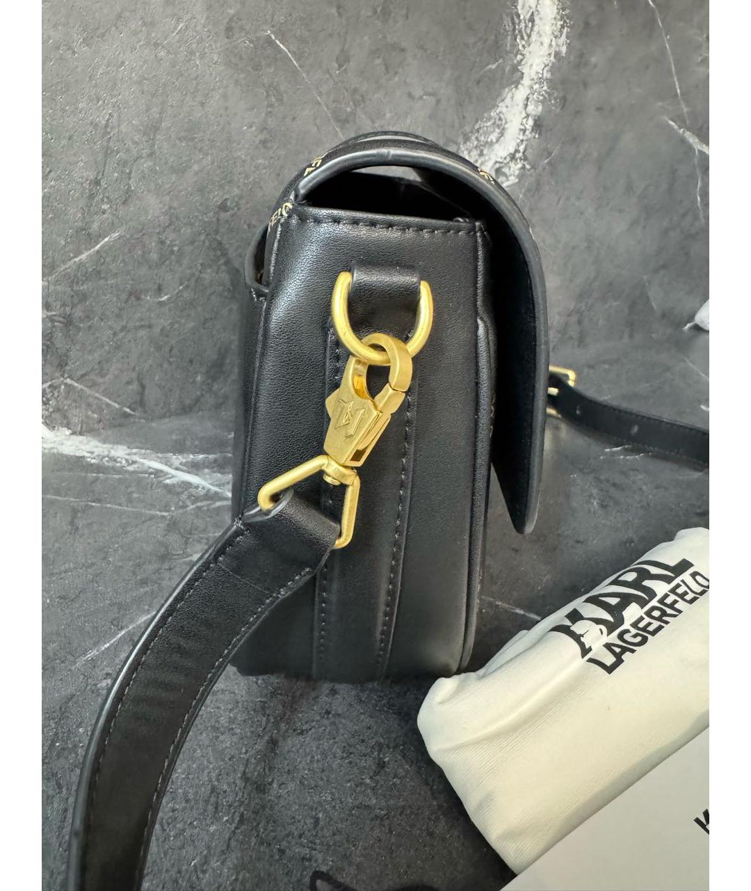 KARL LAGERFELD Черная кожаная сумка через плечо, фото 2