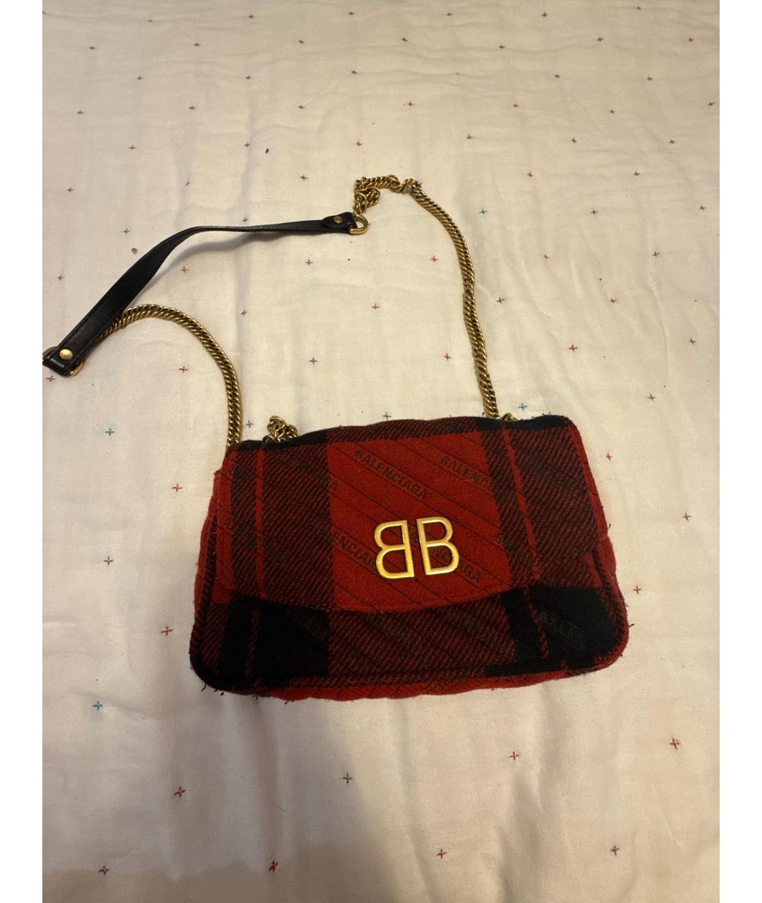 BALENCIAGA Красная твидовая сумка через плечо, фото 3