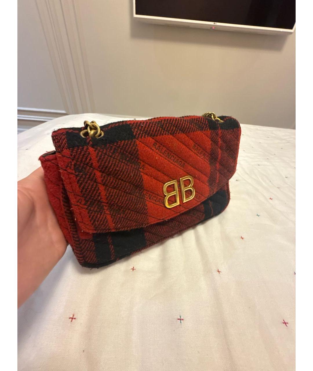 BALENCIAGA Красная твидовая сумка через плечо, фото 2