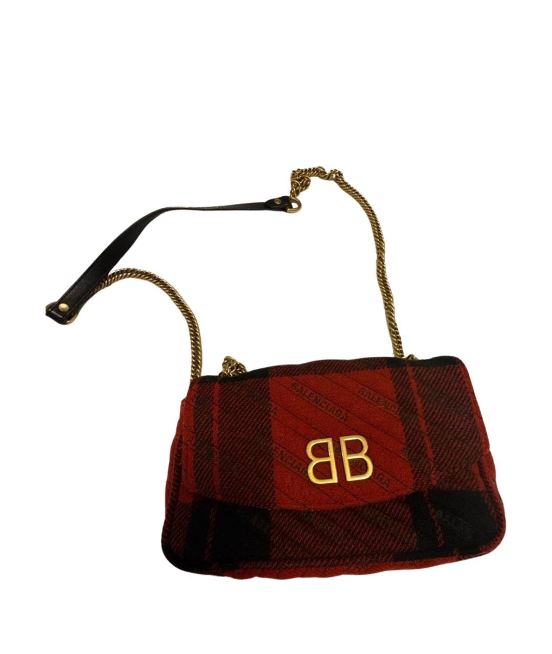 BALENCIAGA Красная твидовая сумка через плечо, фото 1