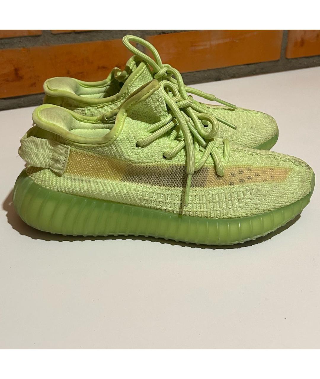 ADIDAS YEEZY Салатовые текстильные кроссовки, фото 7