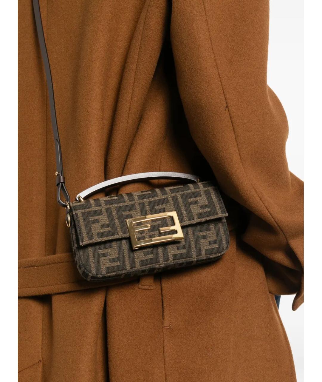 FENDI Коричневая хлопковая сумка через плечо, фото 2