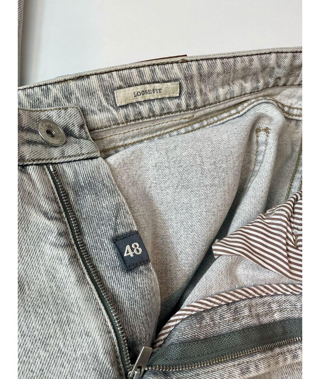 BRUNELLO CUCINELLI Серые хлопковые прямые джинсы, фото 2