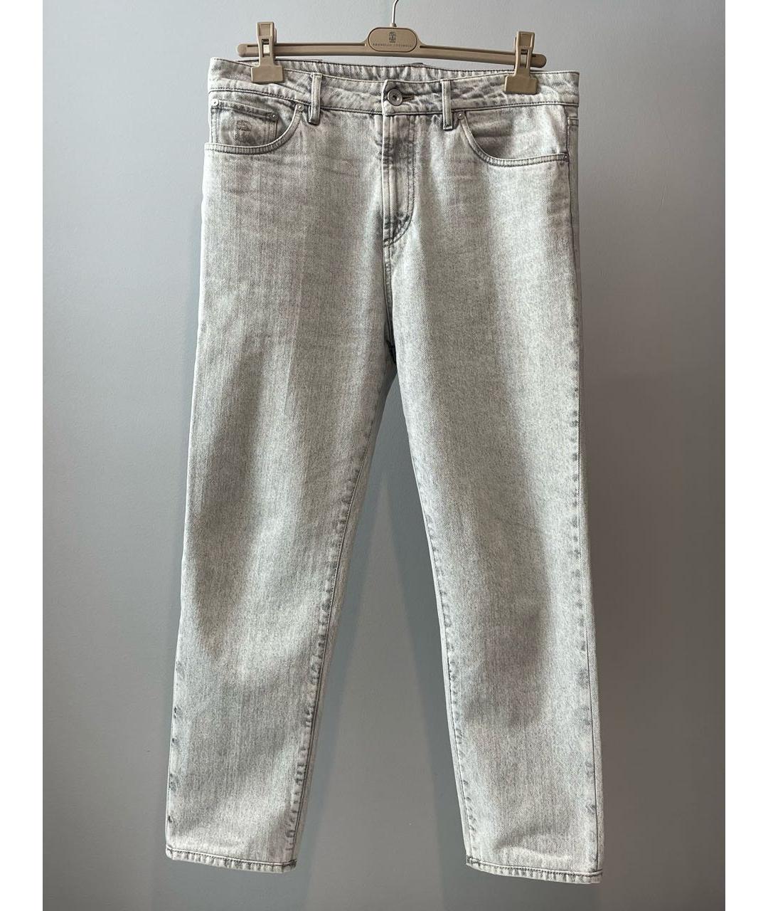 BRUNELLO CUCINELLI Серые хлопковые прямые джинсы, фото 6
