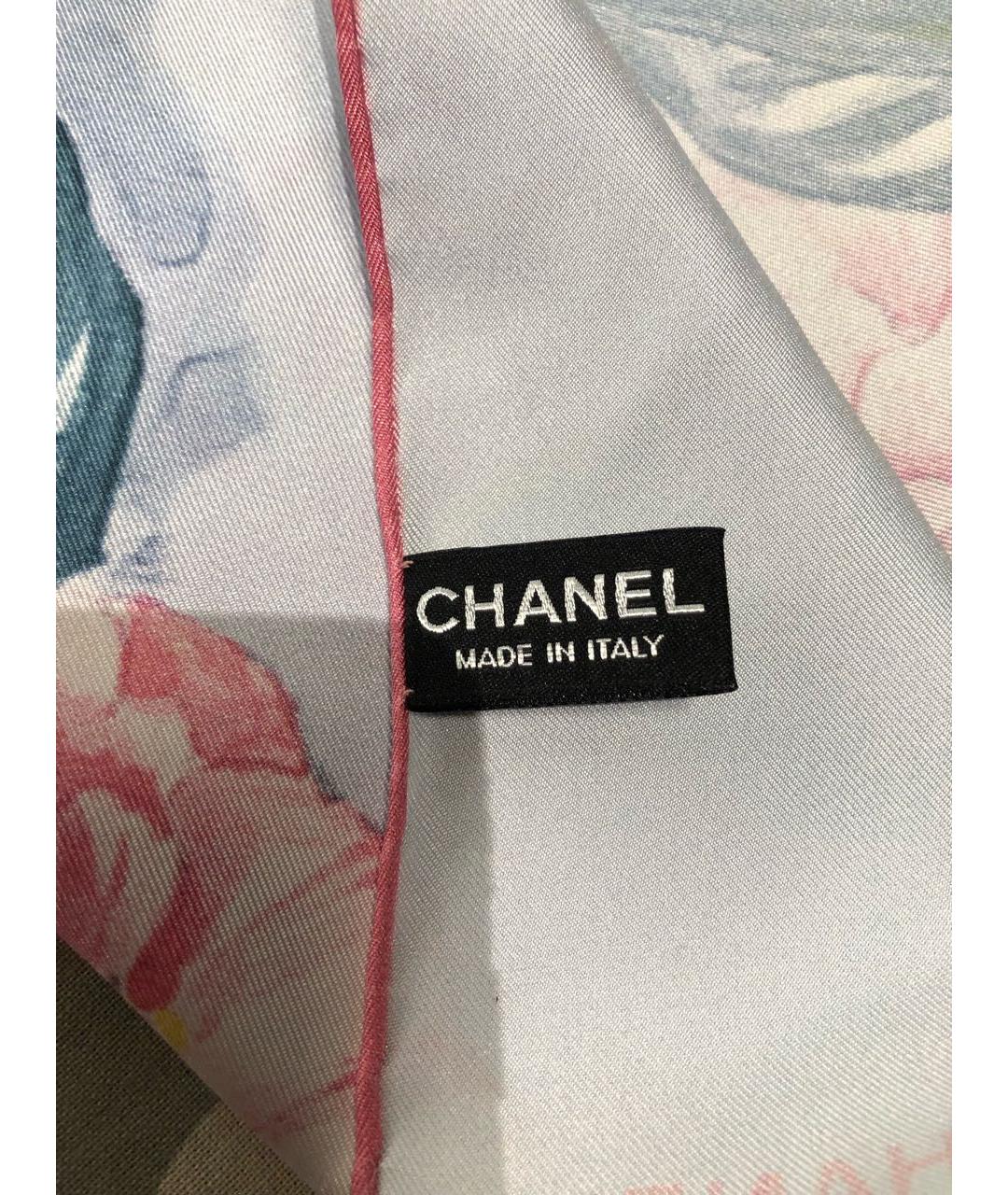 CHANEL Голубой шелковый платок, фото 2