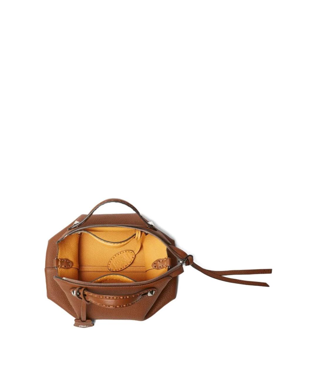 FENDI Бежевая кожаная сумка через плечо, фото 3