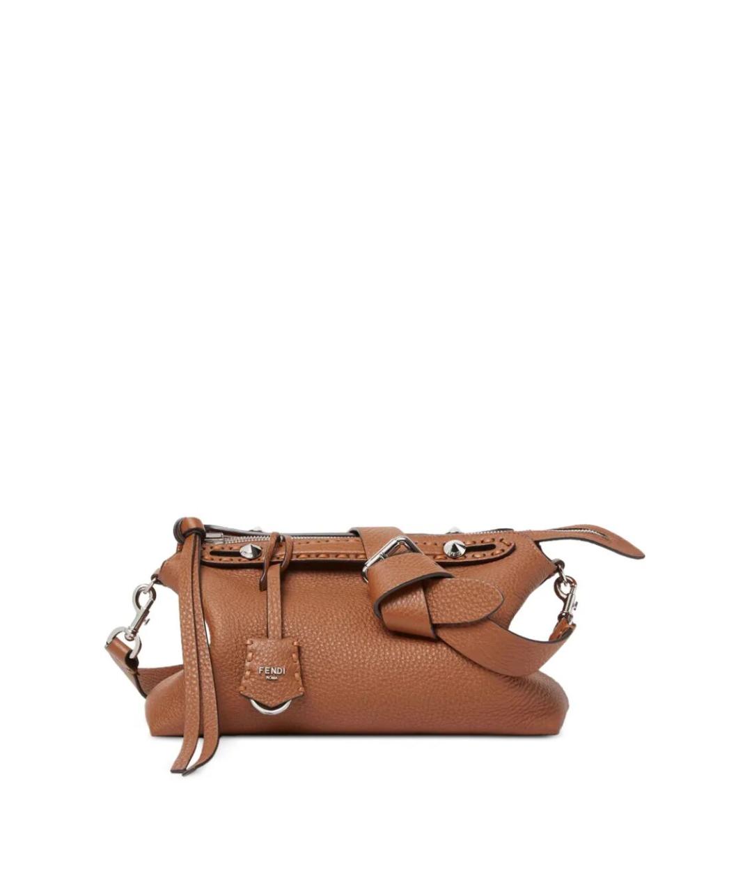 FENDI Бежевая кожаная сумка через плечо, фото 4