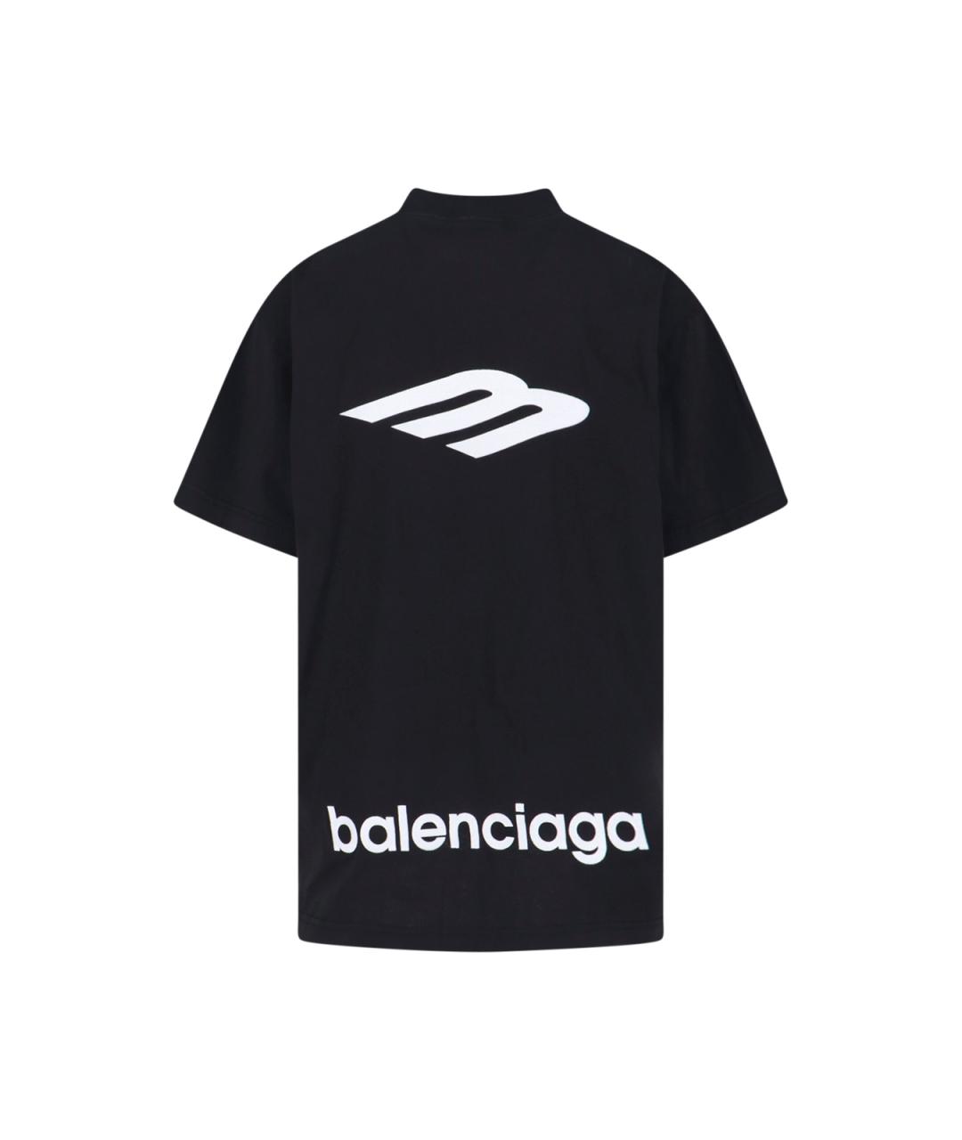 BALENCIAGA Черная хлопковая футболка, фото 2