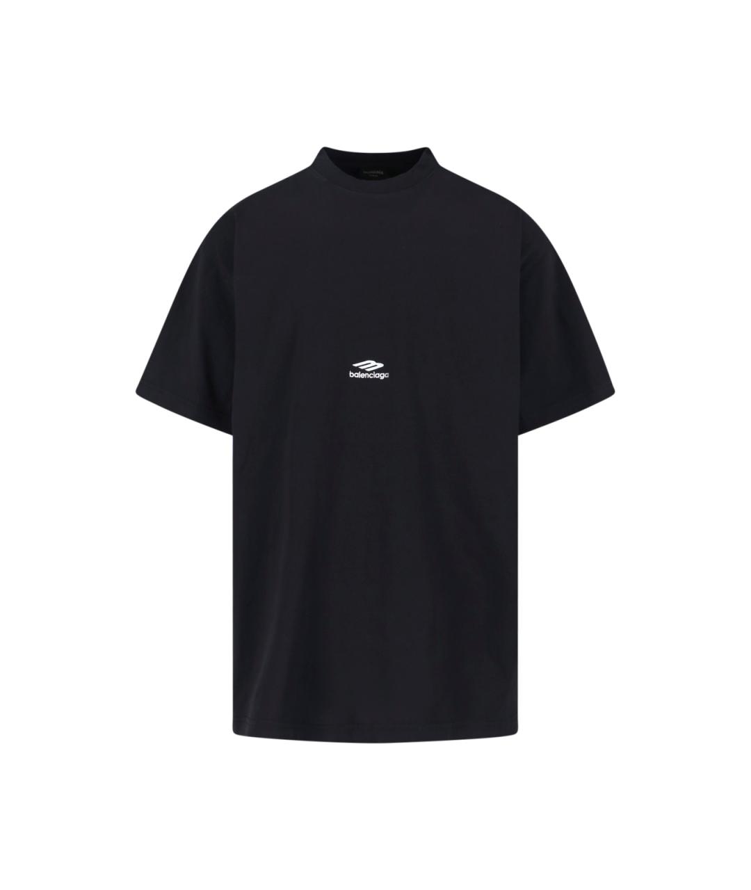 BALENCIAGA Черная хлопковая футболка, фото 1