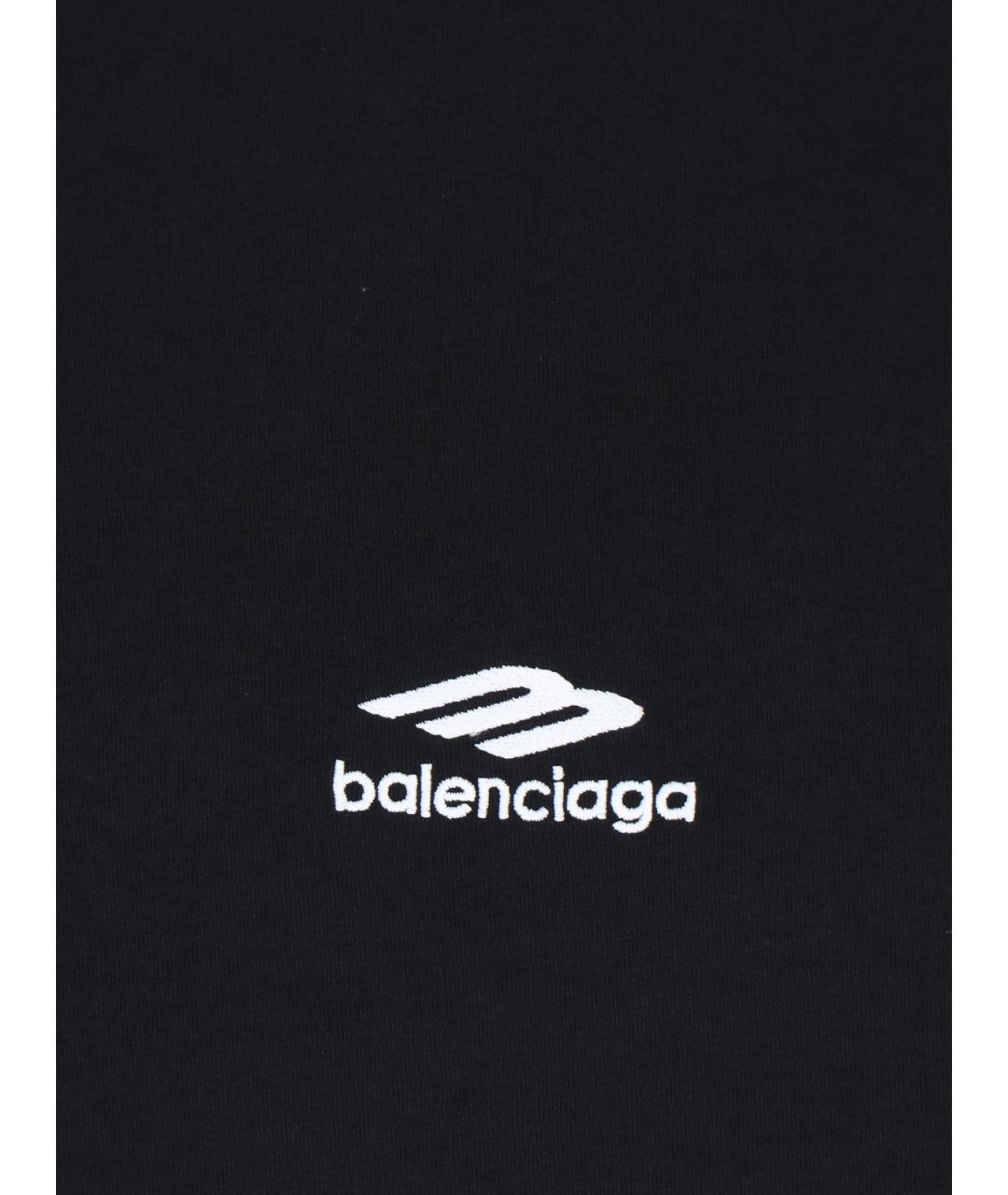 BALENCIAGA Черная хлопковая футболка, фото 3