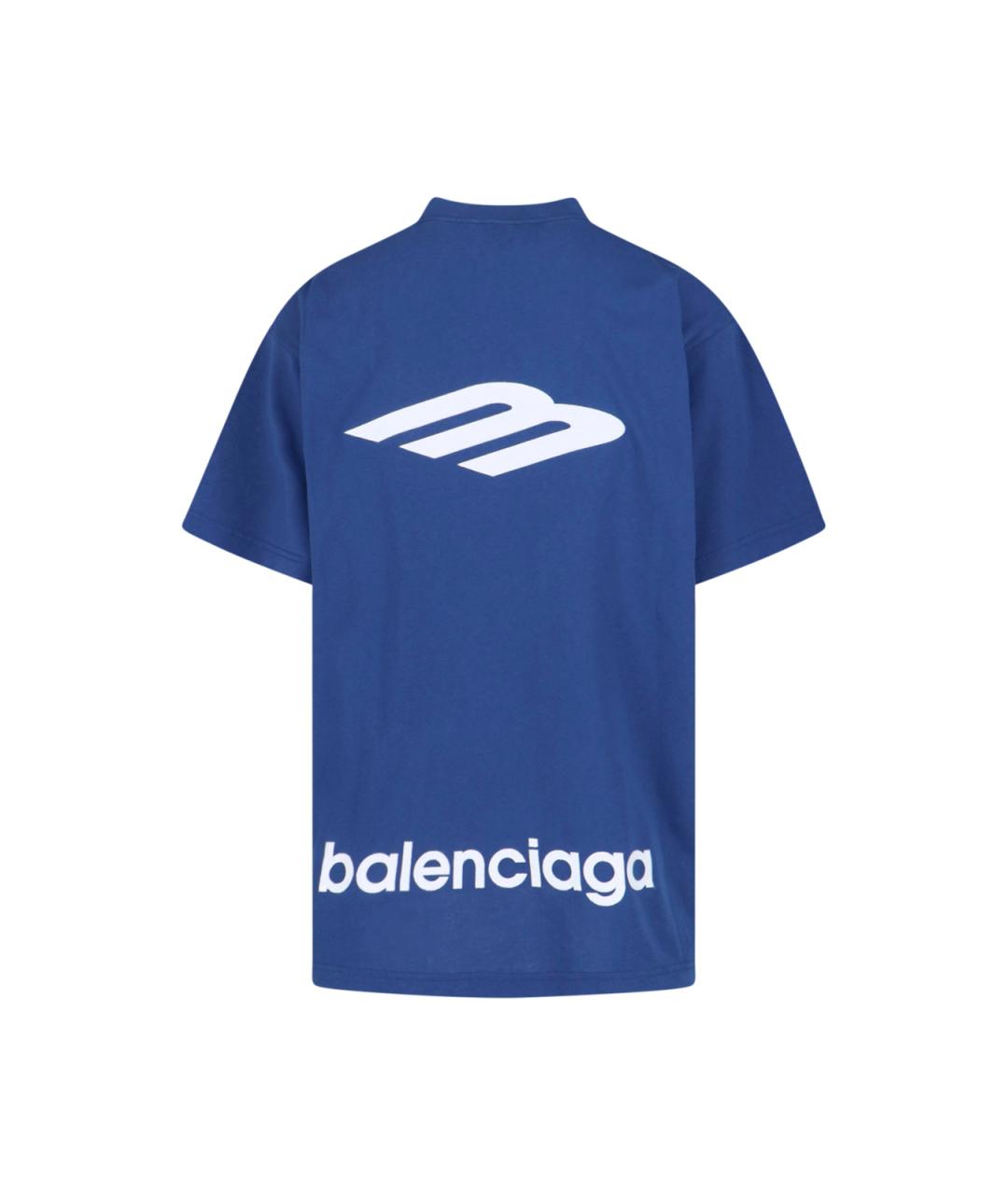 BALENCIAGA Синяя хлопковая футболка, фото 2