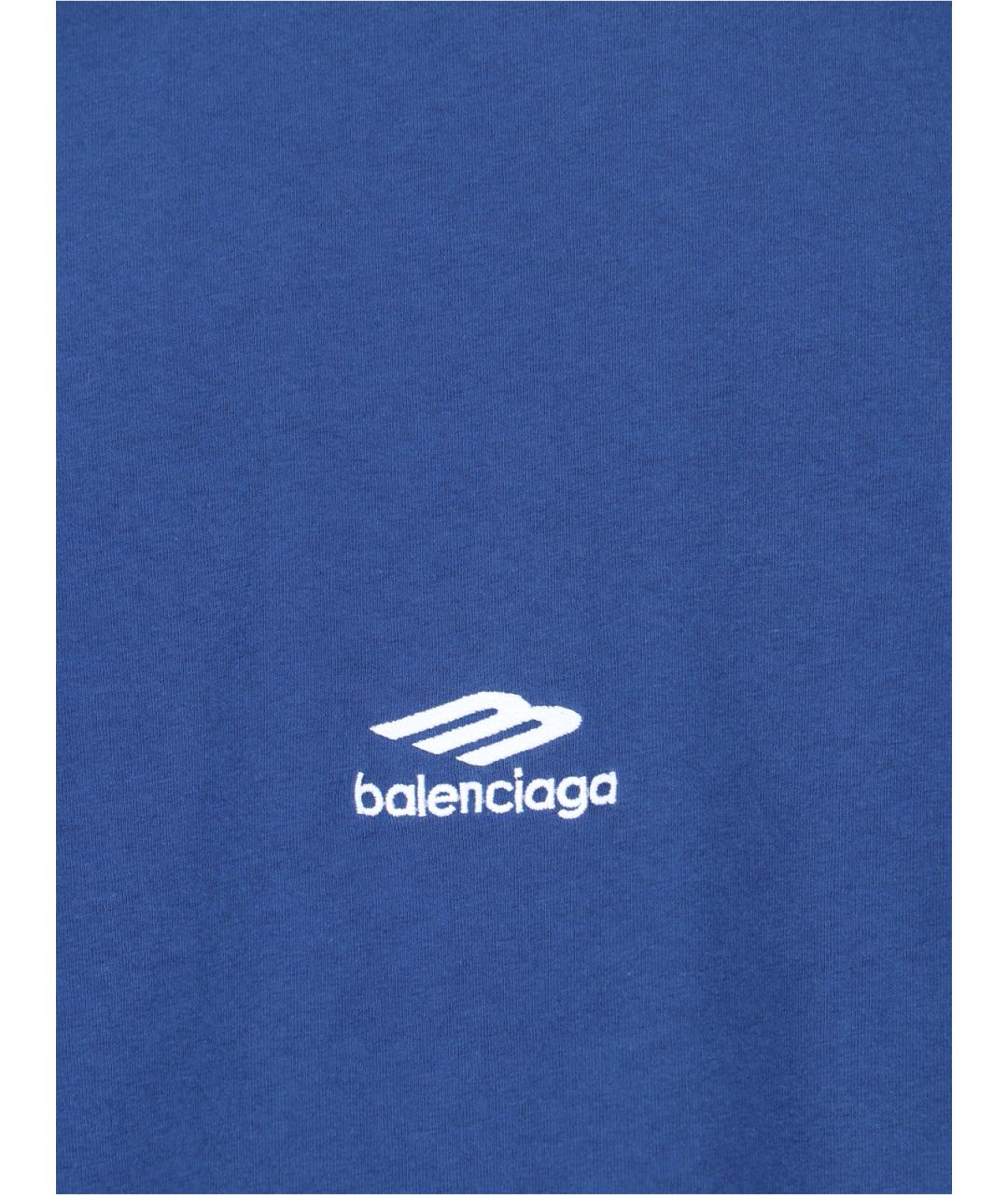 BALENCIAGA Синяя хлопковая футболка, фото 3