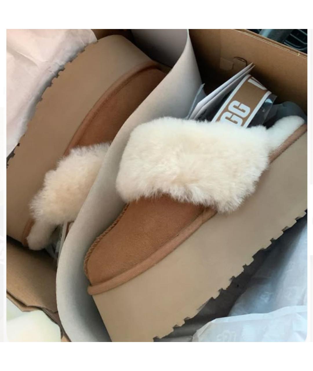 UGG AUSTRALIA Бежевые замшевые сабо, фото 3