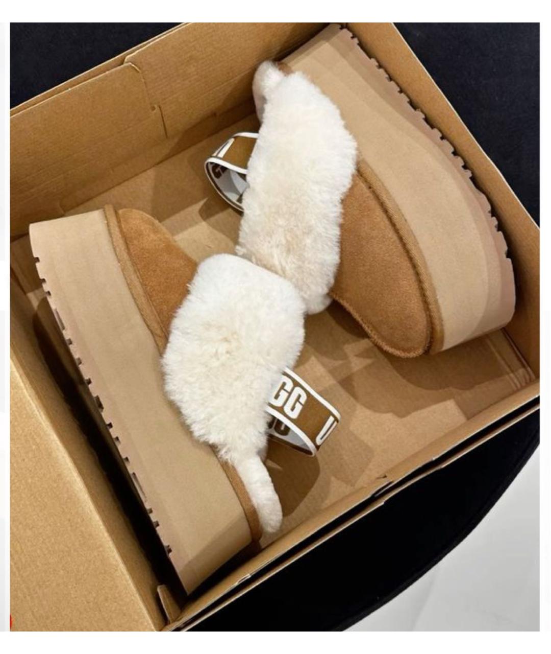 UGG AUSTRALIA Бежевые замшевые сабо, фото 5