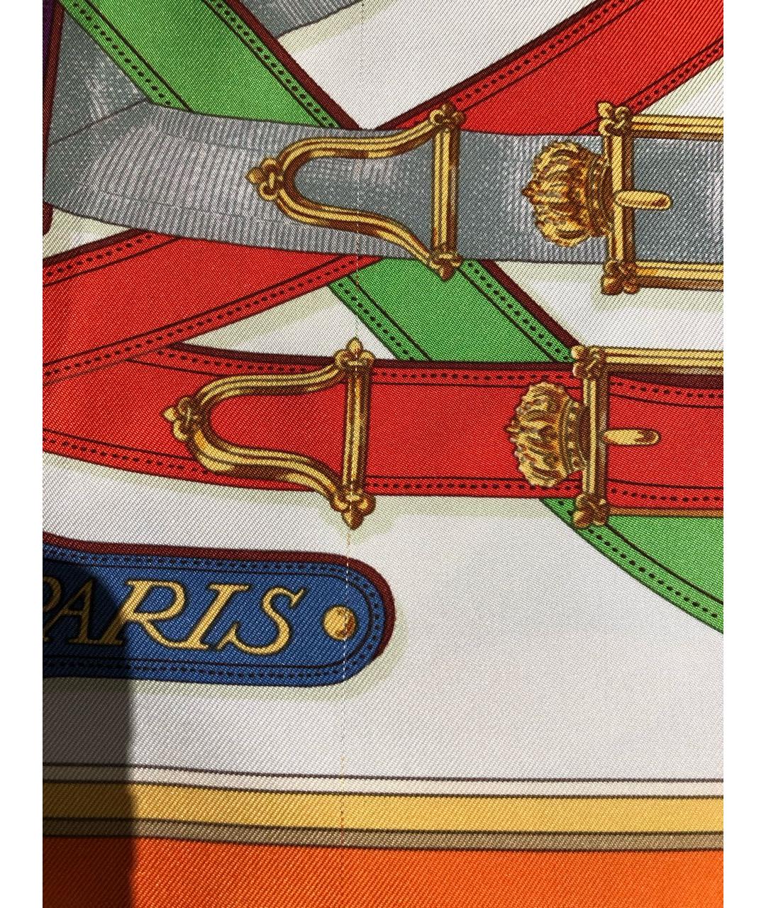 HERMES Оранжевый шелковый платок, фото 3