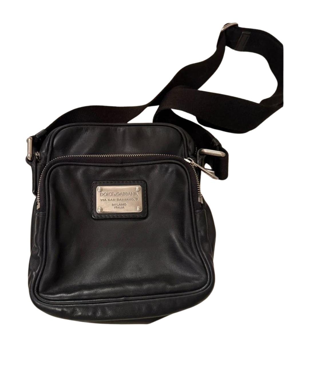 DOLCE&GABBANA Черная кожаная сумка на плечо, фото 1