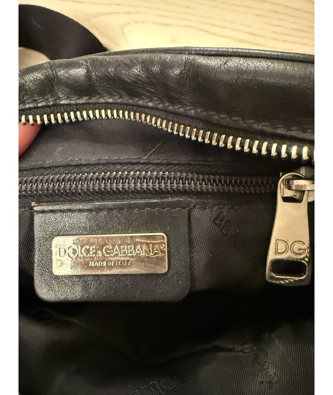 DOLCE&GABBANA Черная кожаная сумка на плечо, фото 8