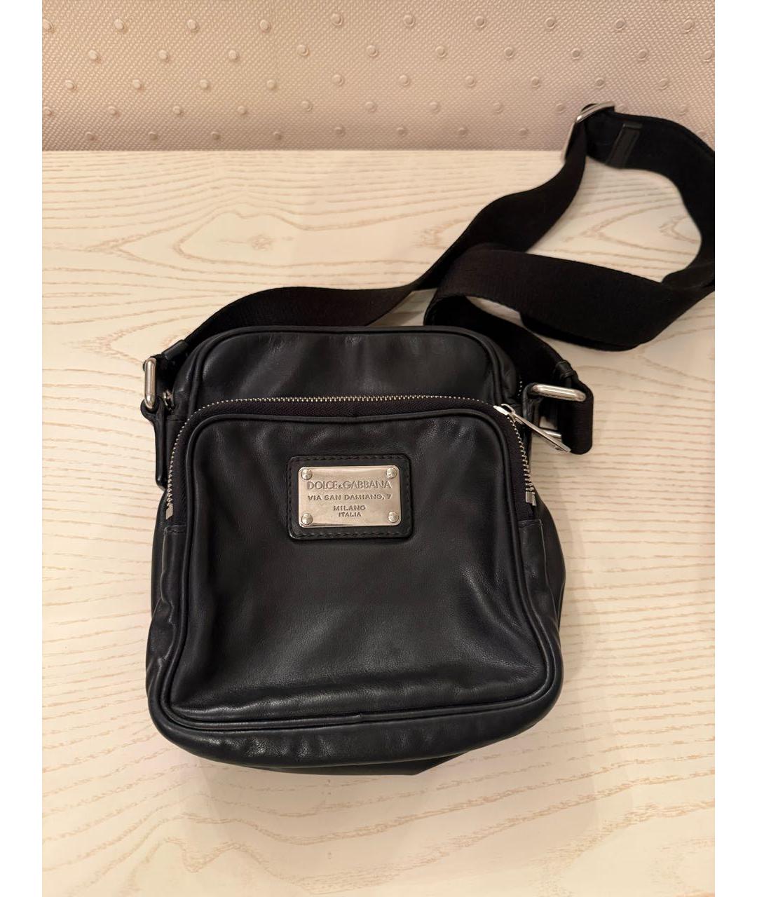 DOLCE&GABBANA Черная кожаная сумка на плечо, фото 2