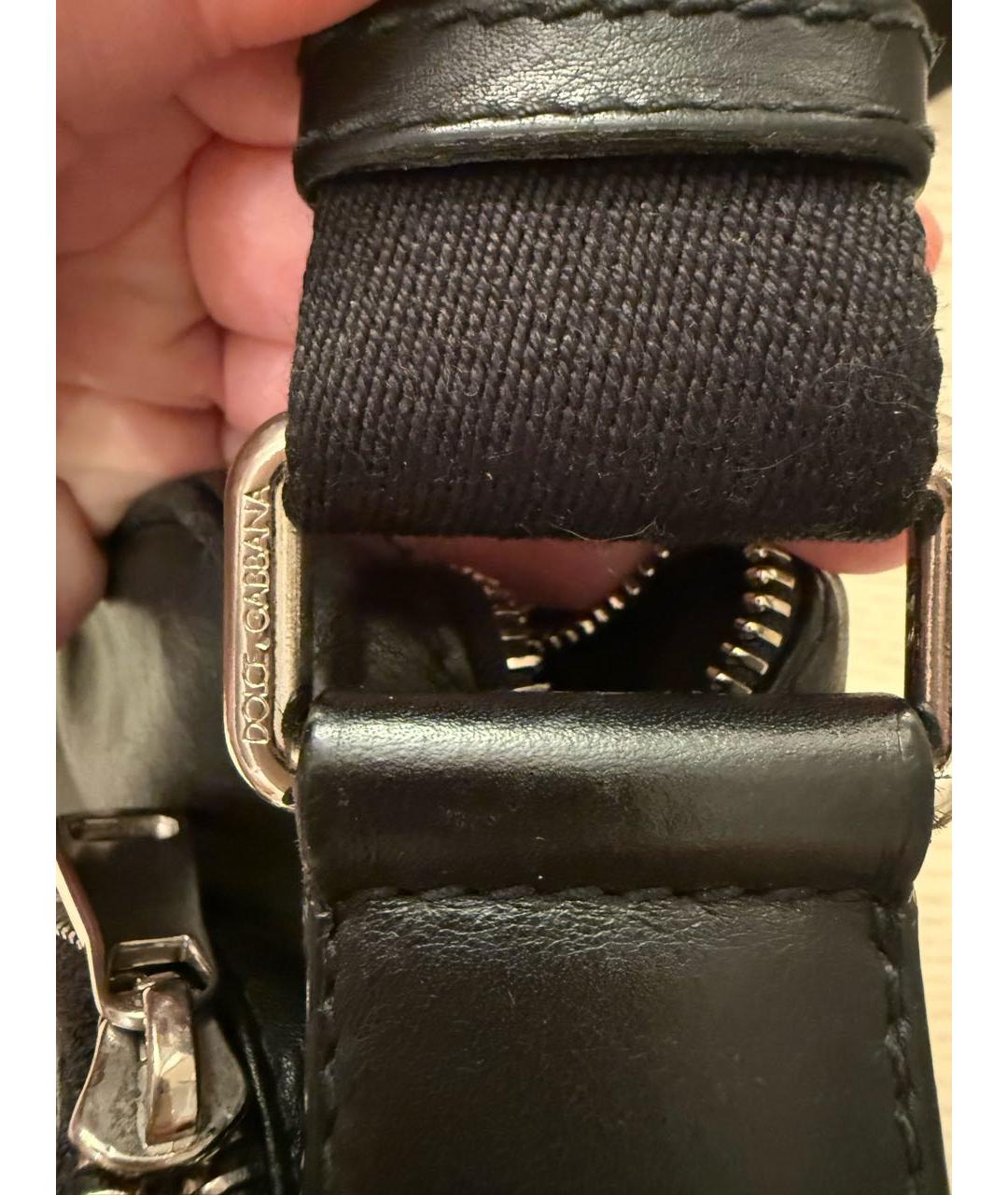 DOLCE&GABBANA Черная кожаная сумка на плечо, фото 4