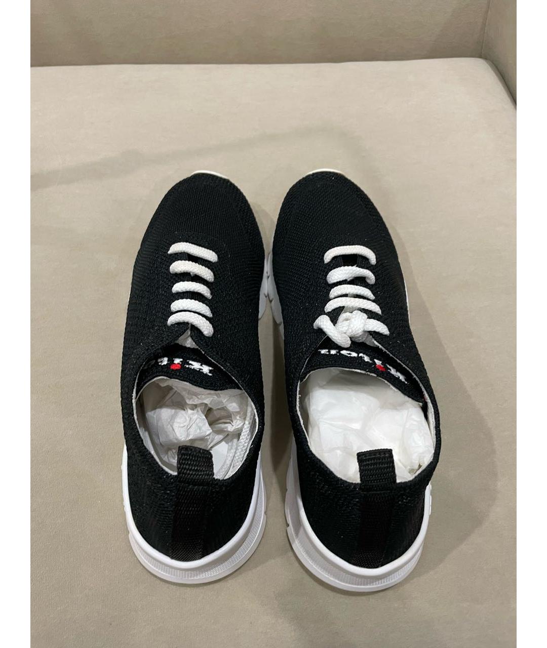 KITON Черные текстильные низкие кроссовки / кеды, фото 3