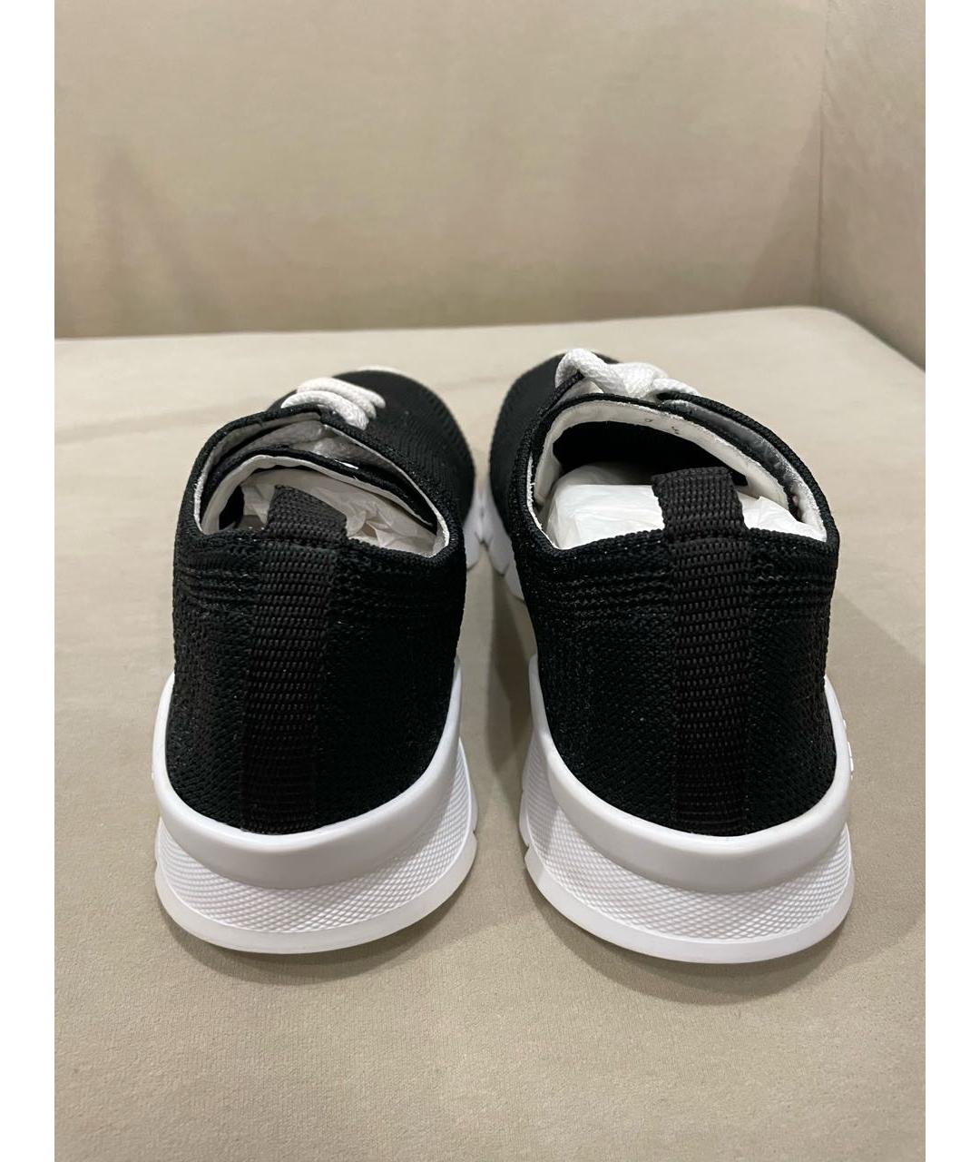 KITON Черные текстильные низкие кроссовки / кеды, фото 4