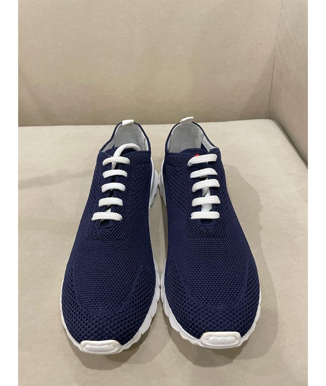KITON Темно-синие текстильные низкие кроссовки / кеды, фото 2