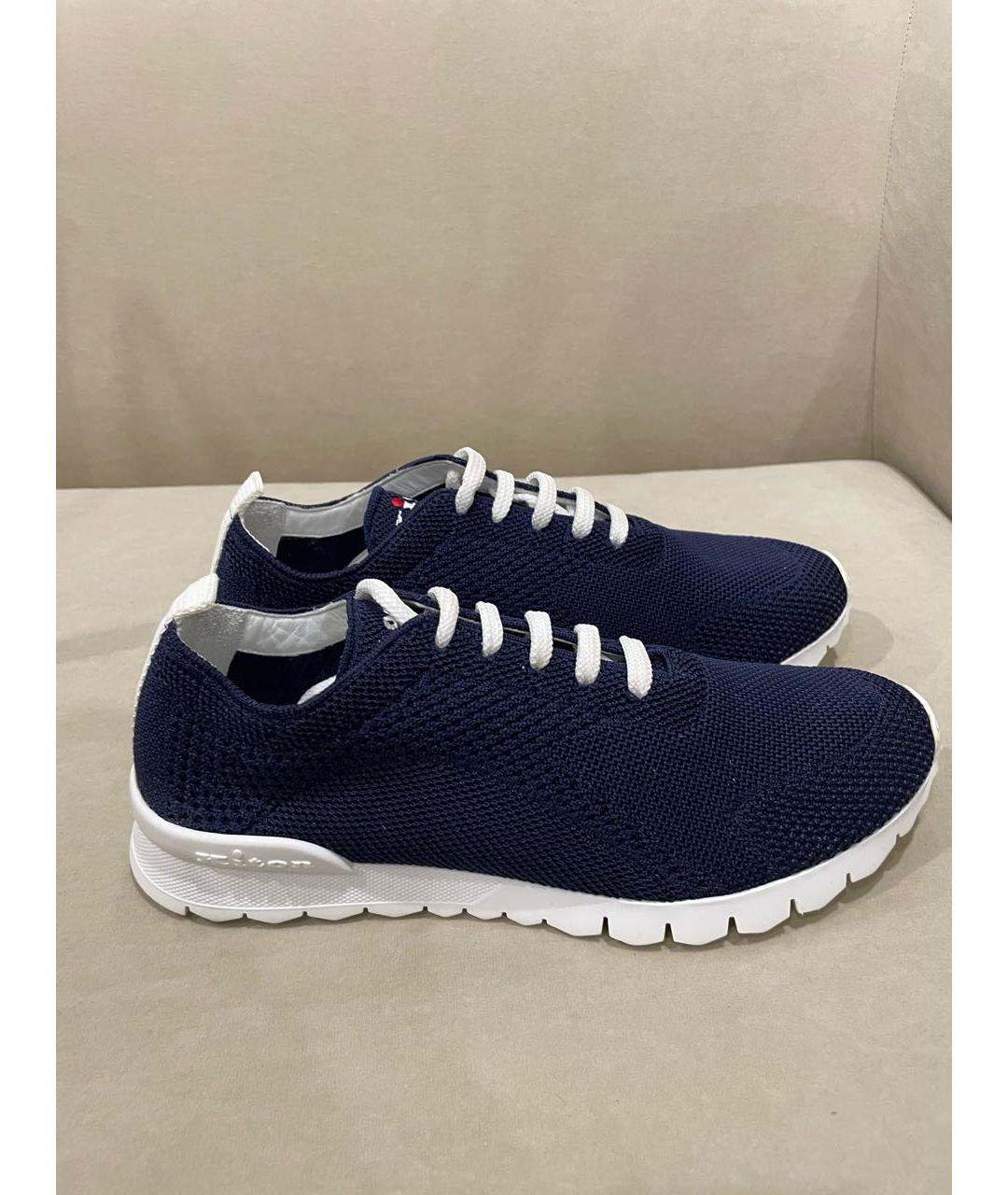 KITON Темно-синие текстильные низкие кроссовки / кеды, фото 6