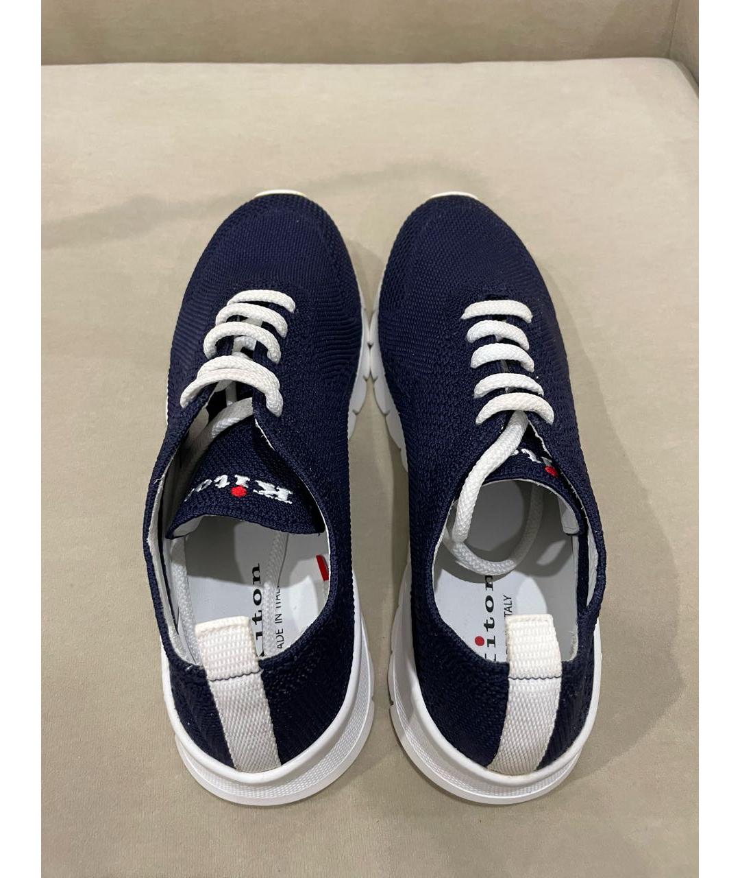 KITON Темно-синие текстильные низкие кроссовки / кеды, фото 3