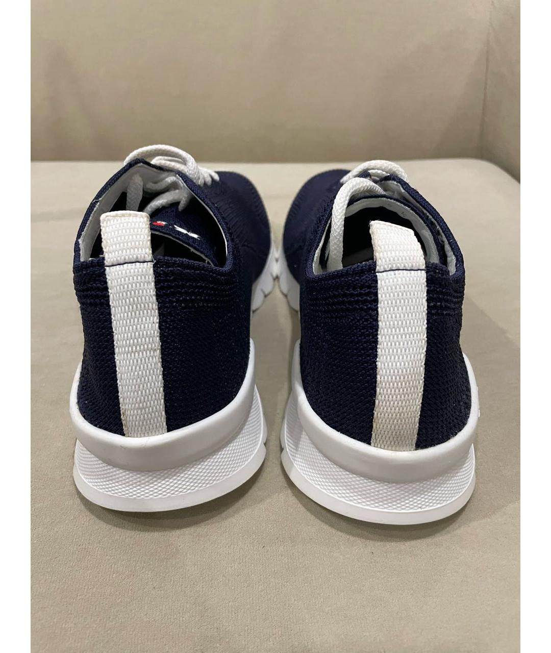 KITON Темно-синие текстильные низкие кроссовки / кеды, фото 4