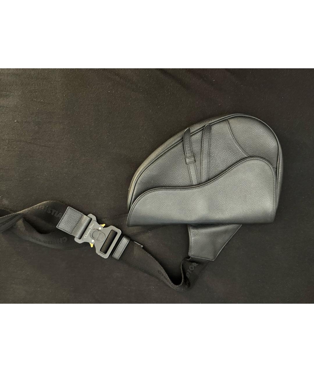 CHRISTIAN DIOR Черная кожаная сумка на плечо, фото 3