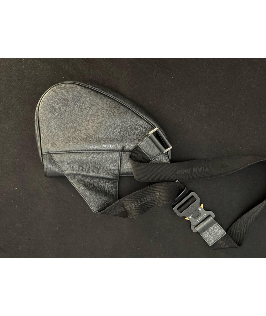 CHRISTIAN DIOR Черная кожаная сумка на плечо, фото 2