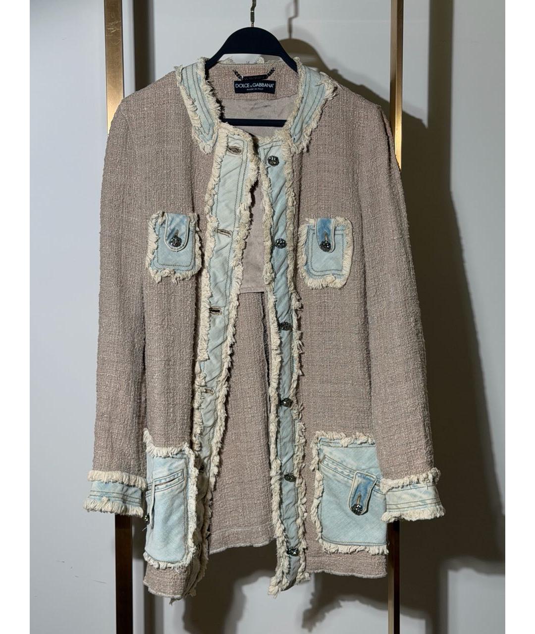DOLCE&GABBANA Бежевый хлопковый жакет/пиджак, фото 6