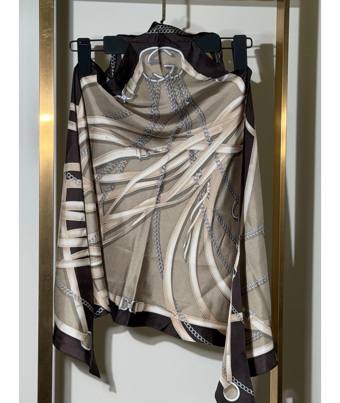 GUCCI Коричневая шелковая блузы, фото 2