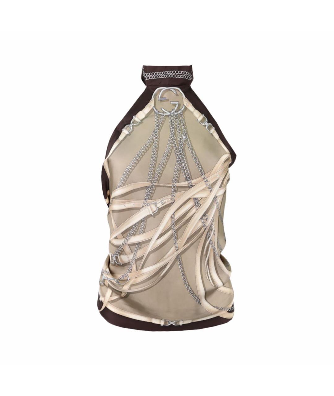 GUCCI Коричневая шелковая блузы, фото 1