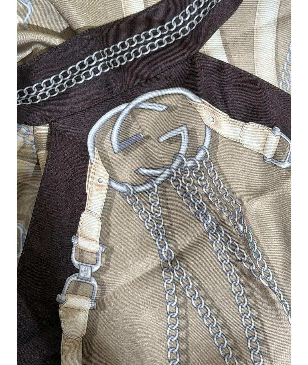 GUCCI Коричневая шелковая блузы, фото 4