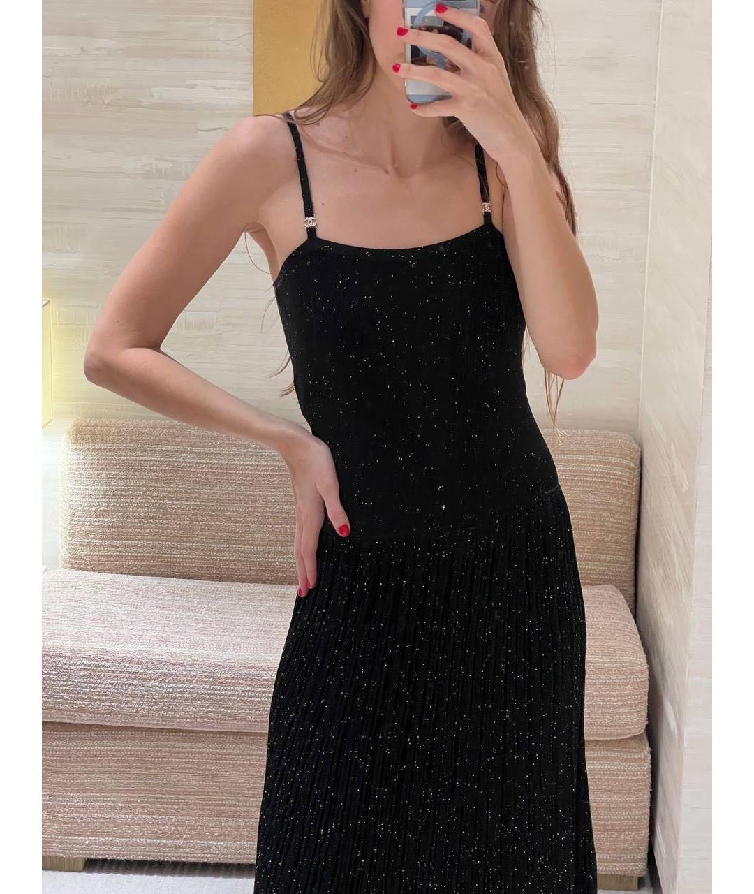 CHANEL Черное шелковое повседневное платье, фото 4