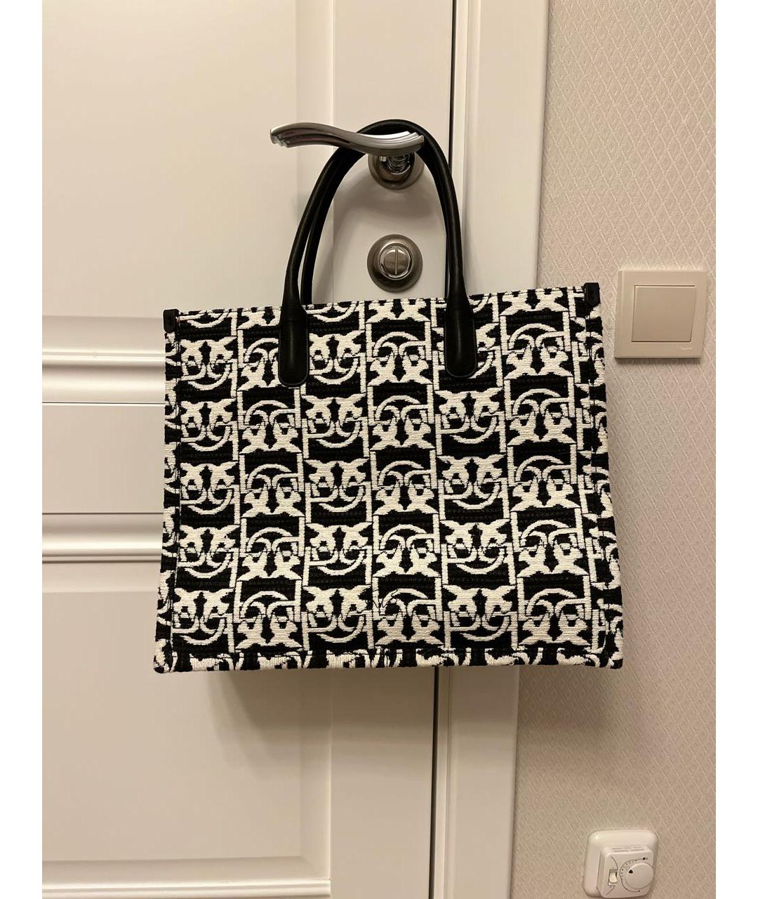 PINKO Черная жаккардовая сумка тоут, фото 7