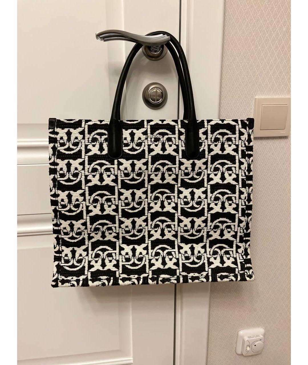 PINKO Черная жаккардовая сумка тоут, фото 3