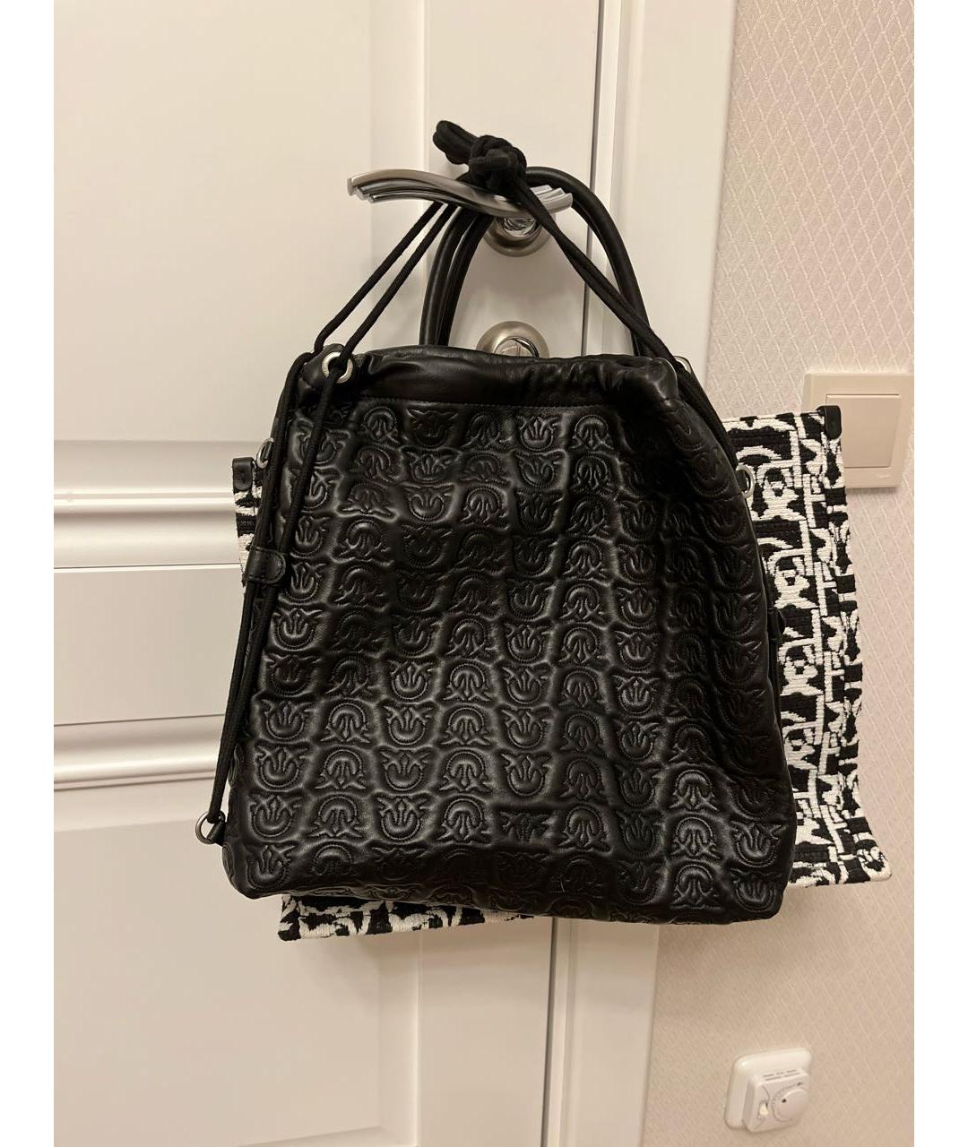 PINKO Черная жаккардовая сумка тоут, фото 5
