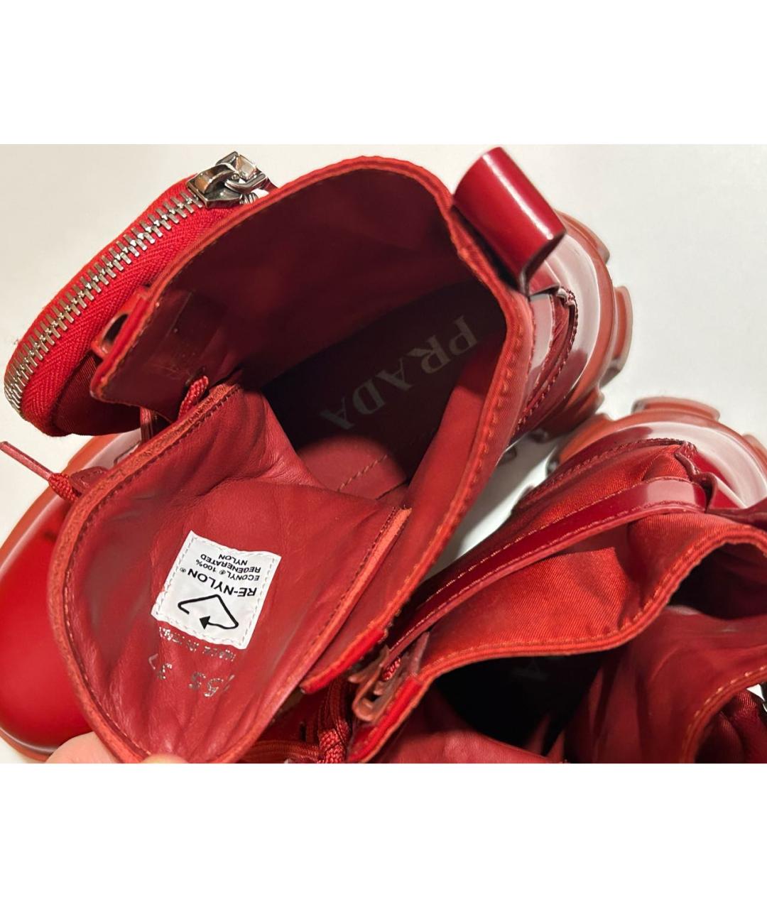 PRADA Красные кожаные ботинки, фото 3
