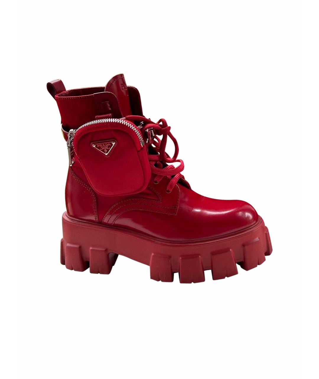 PRADA Красные кожаные ботинки, фото 1