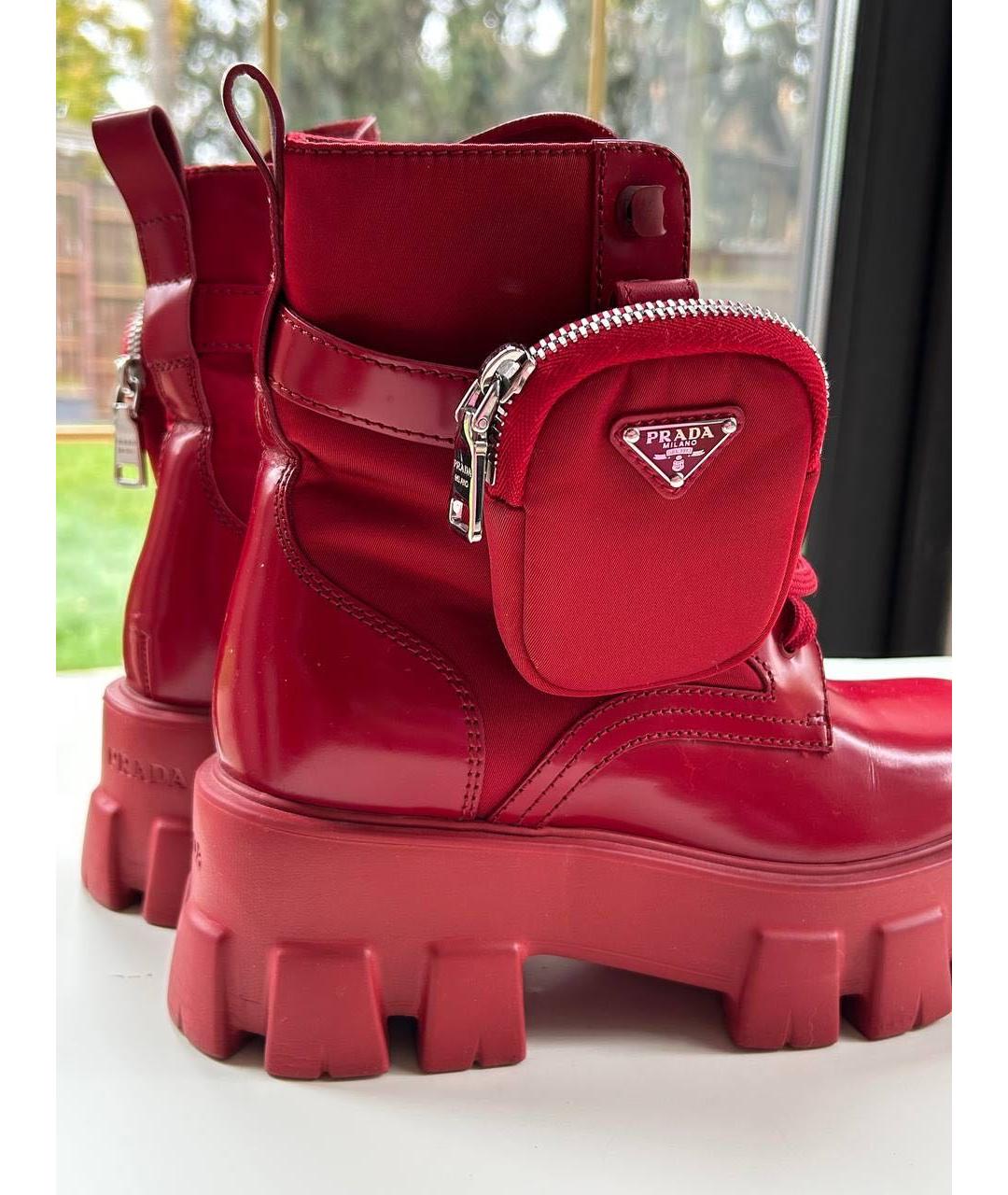 PRADA Красные кожаные ботинки, фото 5