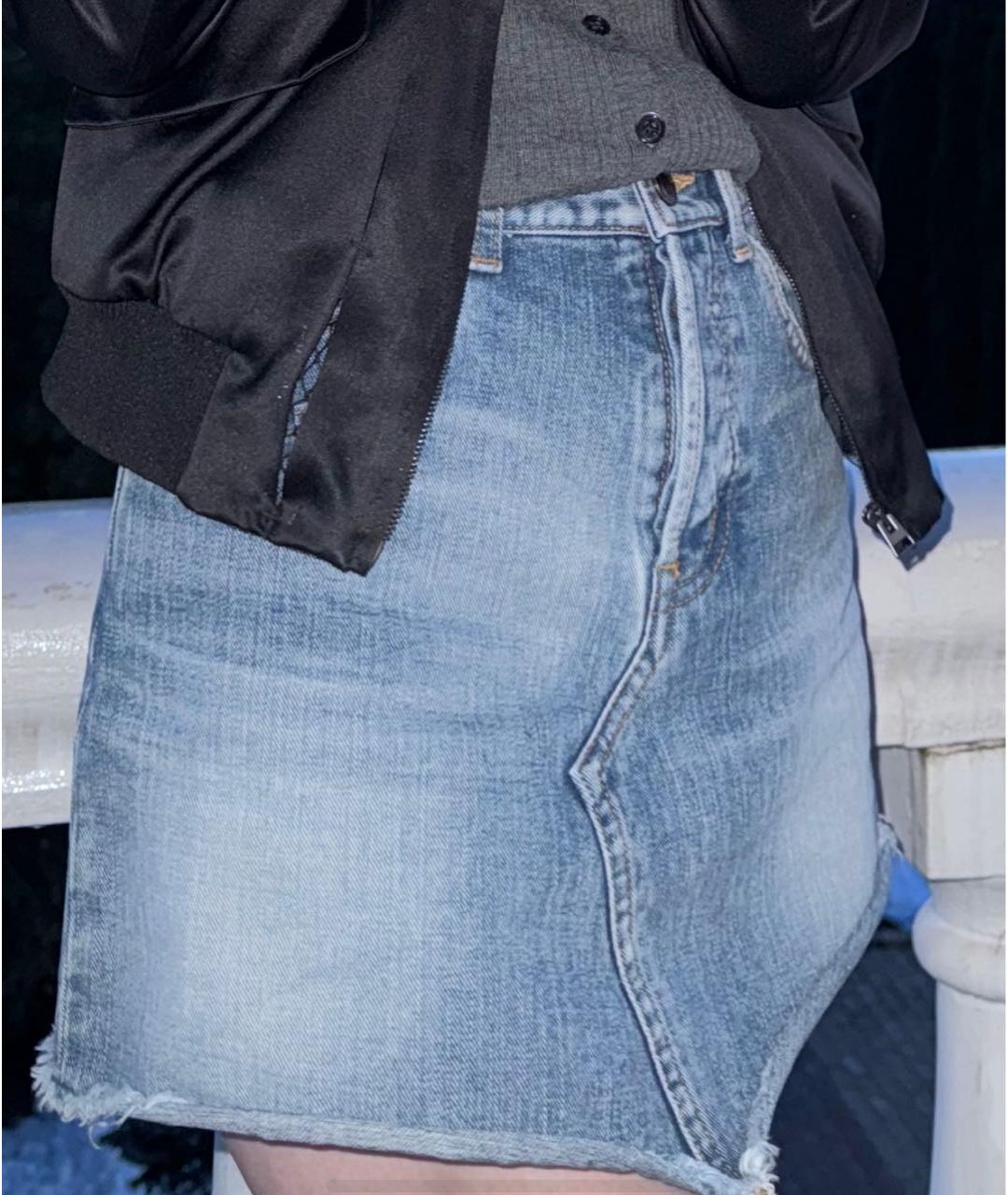 SAINT LAURENT Голубая деним юбка мини, фото 4