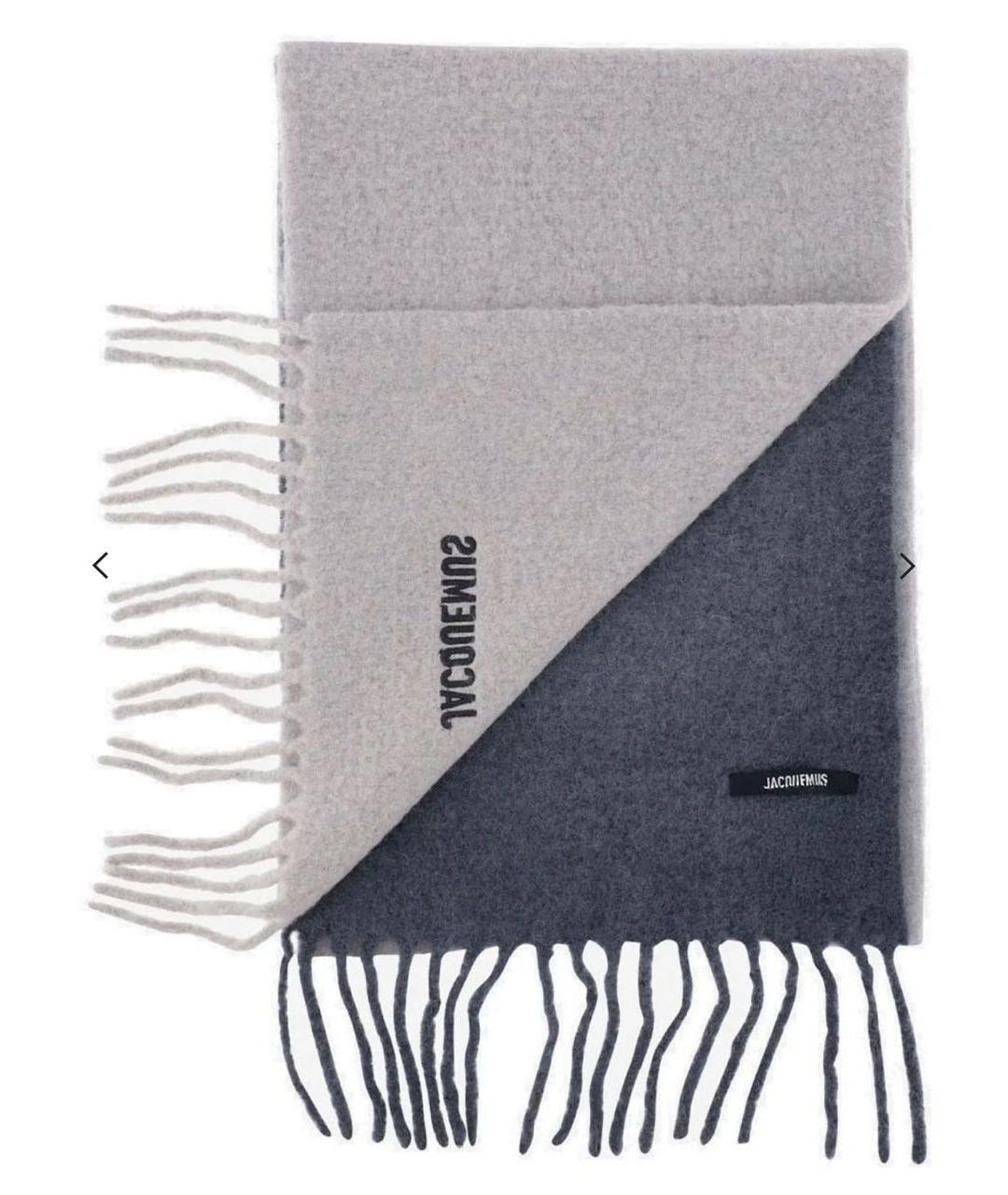 JACQUEMUS Серый шерстяной шарф, фото 2